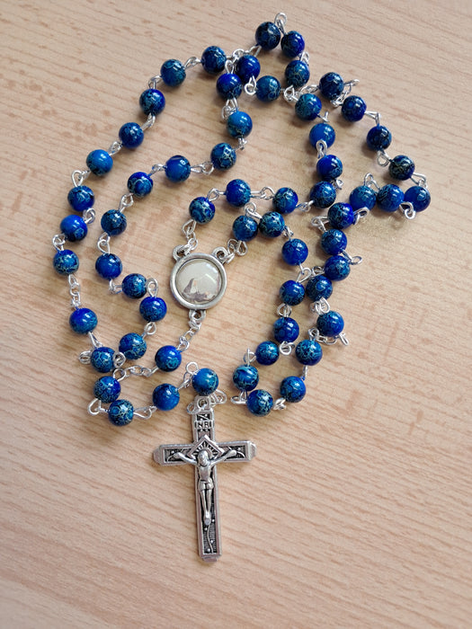 St. Rita's Rosary 5mm Marbled BLUE (RM34BL)