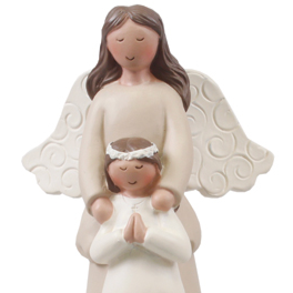 Resin Communion Statue/Guardian Angel/Girl 4 inch (C39541)