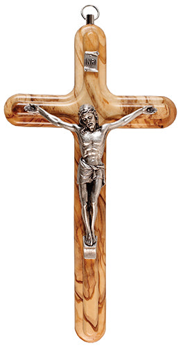 Olive Wood Embossed Crucifix 8 inch (10666)