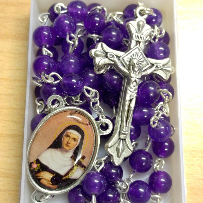 St. Rita's Rosary 5mm Marbled AMETHYST (RM34)