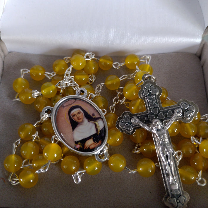 St. Rita's Rosary 6mm (Yellow Agate) RM09