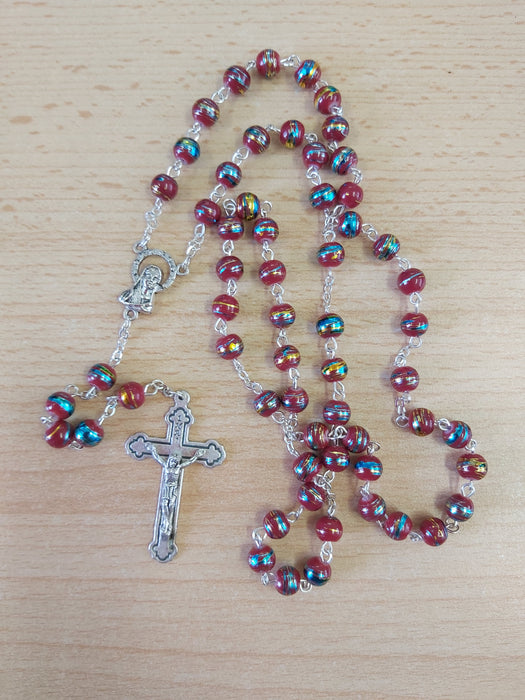 Glass Rosary/Black with Gold Decoration (6303/RED)