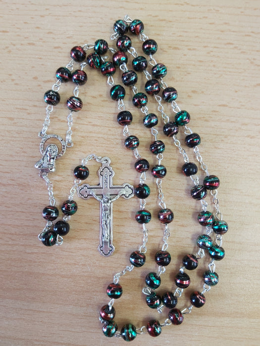 Glass Rosary/Black with Gold Decoration (6303/BK)