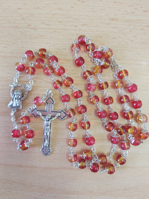 Glass Rosary/Red- 2 Tone Colour (6304/RED)