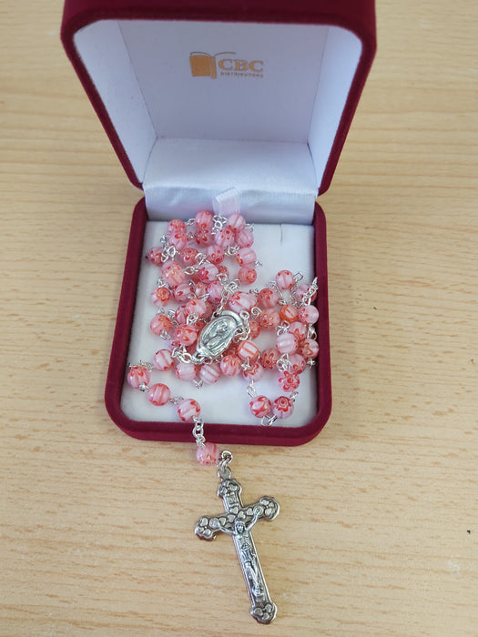 Murano Glass Rosary/Pink & White (6350/PINK)