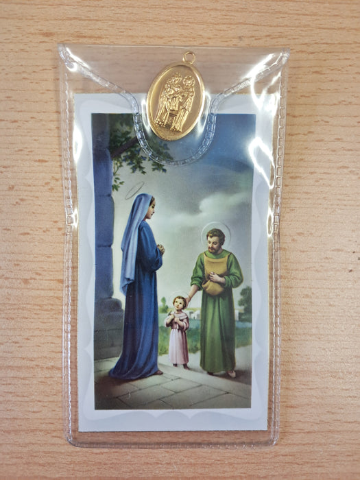 Holy Family Prayer card with medal