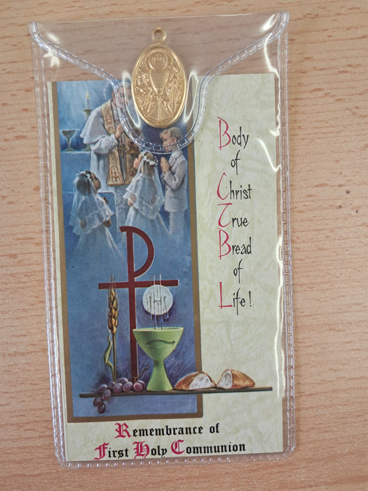 Communion Pray card & medal (0065)