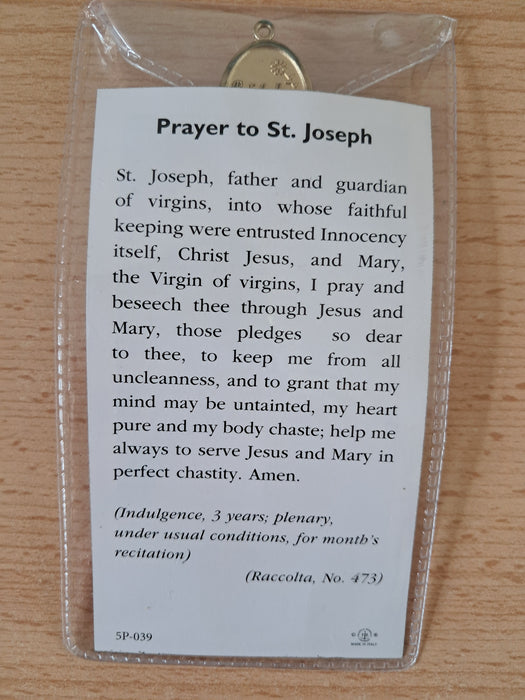 St Joseph Prayer card with Medal (5P-039)