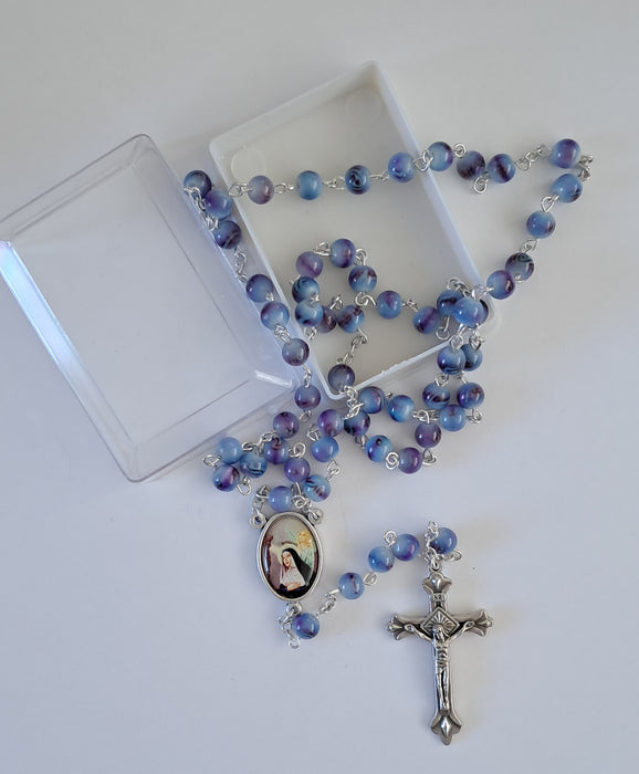 St Rita glass Rosary - purple/blue - (RCNRC104PUR)