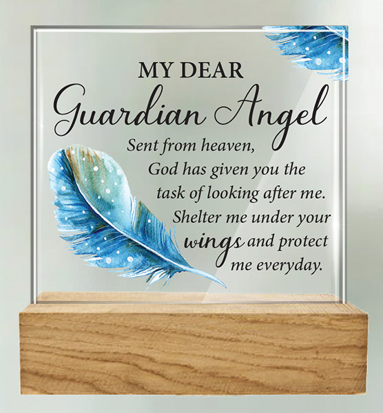 Glass Plaque - Guardian Angel (32420)