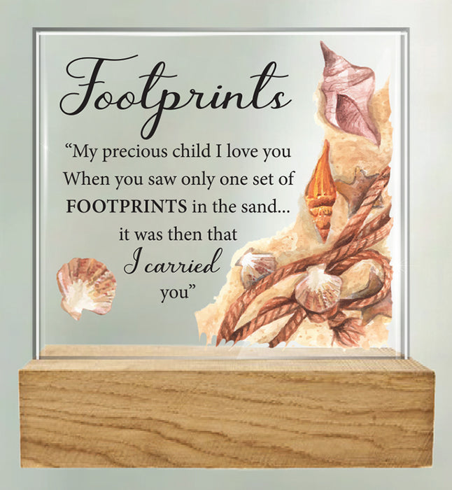 Glass Plaque/Wood Base/Footprints (32421)