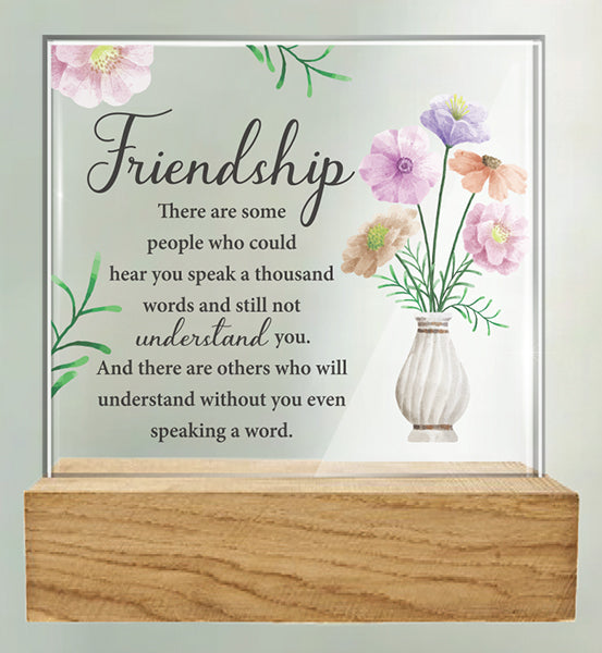 Glass Plaque/Wood Base/Friendship (32422)