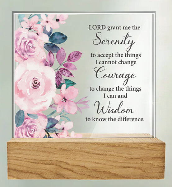 Glass Plaque/Wood Base/Serenity Prayer (32433)