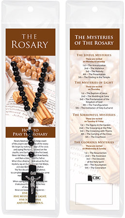 Black Wood Corded Rosary (60173)