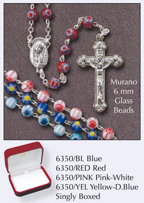 Murano Glass Rosary/Yellow & Dark Blue (6350/YEL)