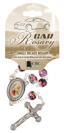 Car Rosary - Single Decade/Glass PINK(63912)