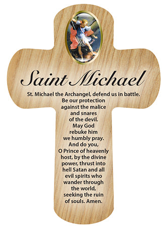 Wood Pocket Cross 3 1/4 inch/Saint Michael (12440)