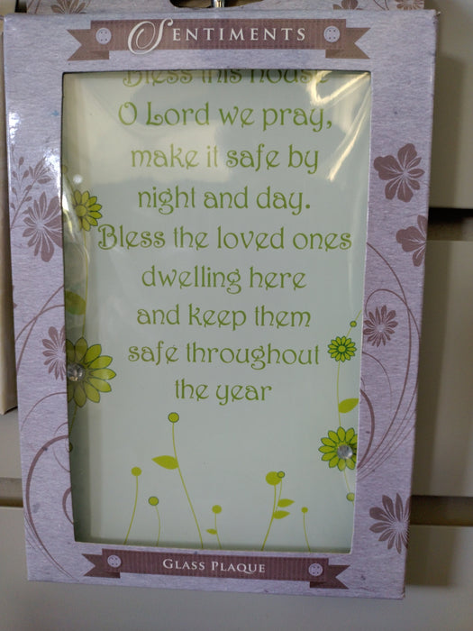 Glass Plaque - Bless this House