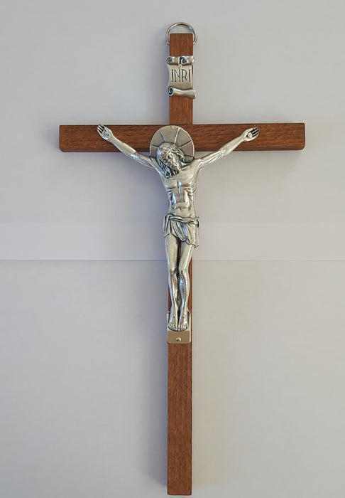 30cm Crucifix Wood Cross with Oxidised Metal Corpus. 411/7.