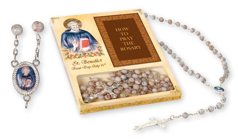 St. Benedict Glass Rosary How to pray... (60651)