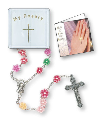 Childrens Multi Coloured Soft Resin Rosary (6085)
