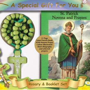 Wood Cord Rosary/Green/St.Patrick Book (60685)